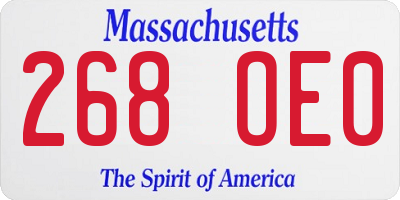 MA license plate 268OE0