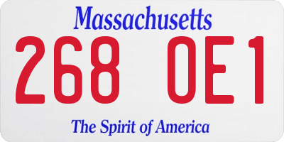MA license plate 268OE1