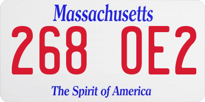 MA license plate 268OE2