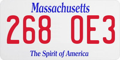 MA license plate 268OE3