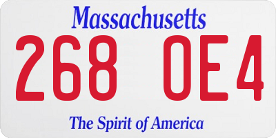 MA license plate 268OE4