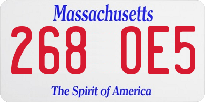 MA license plate 268OE5