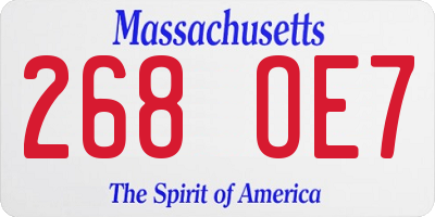 MA license plate 268OE7