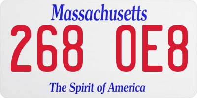 MA license plate 268OE8