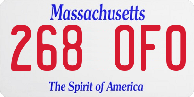 MA license plate 268OF0