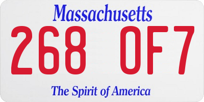 MA license plate 268OF7