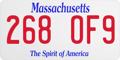 MA license plate 268OF9