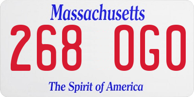 MA license plate 268OG0