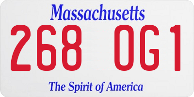 MA license plate 268OG1