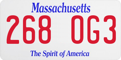 MA license plate 268OG3