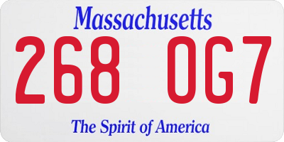 MA license plate 268OG7