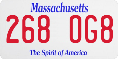 MA license plate 268OG8