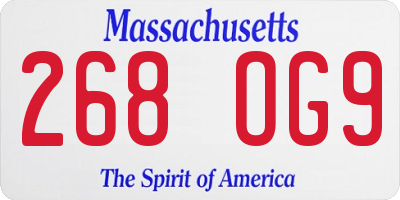 MA license plate 268OG9
