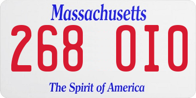 MA license plate 268OI0