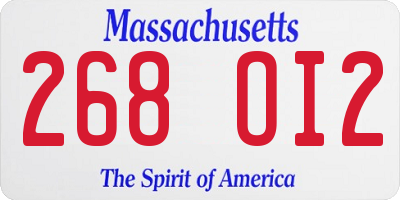 MA license plate 268OI2