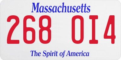 MA license plate 268OI4