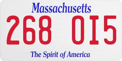 MA license plate 268OI5
