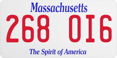 MA license plate 268OI6
