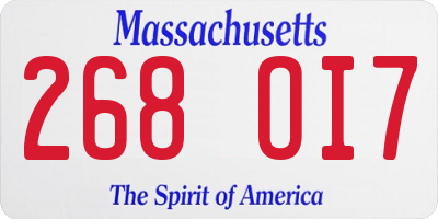 MA license plate 268OI7