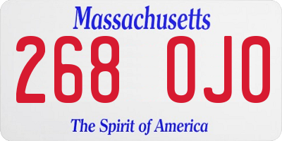 MA license plate 268OJ0