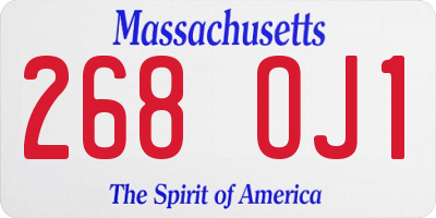 MA license plate 268OJ1
