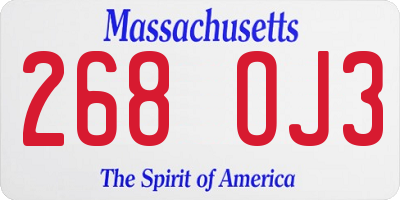 MA license plate 268OJ3