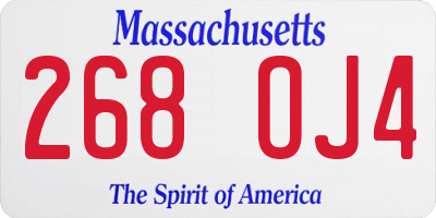 MA license plate 268OJ4