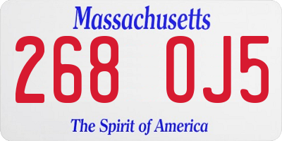 MA license plate 268OJ5