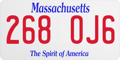 MA license plate 268OJ6