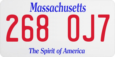 MA license plate 268OJ7