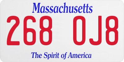 MA license plate 268OJ8