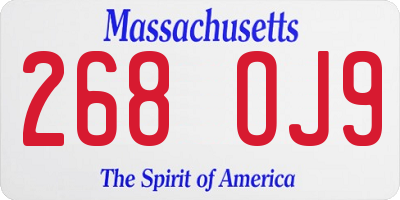 MA license plate 268OJ9