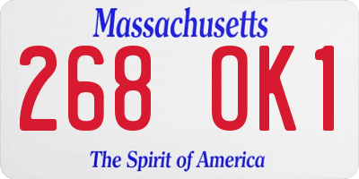 MA license plate 268OK1