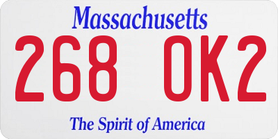 MA license plate 268OK2