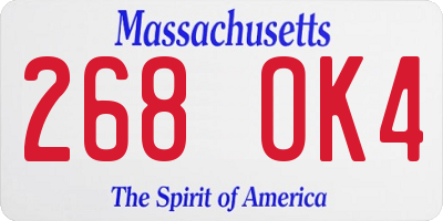 MA license plate 268OK4