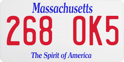 MA license plate 268OK5