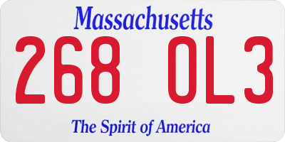 MA license plate 268OL3
