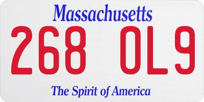 MA license plate 268OL9