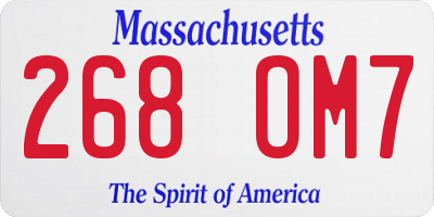 MA license plate 268OM7
