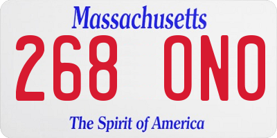 MA license plate 268ON0