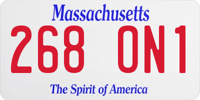MA license plate 268ON1