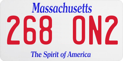 MA license plate 268ON2