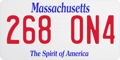 MA license plate 268ON4
