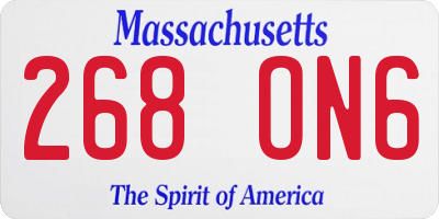 MA license plate 268ON6