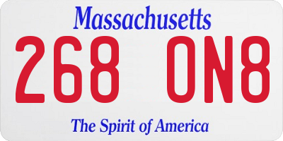 MA license plate 268ON8