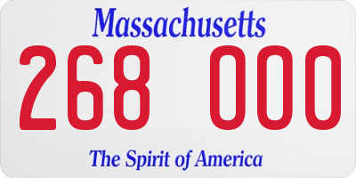 MA license plate 268OO0