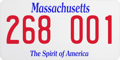 MA license plate 268OO1