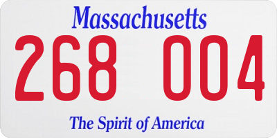 MA license plate 268OO4