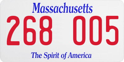 MA license plate 268OO5