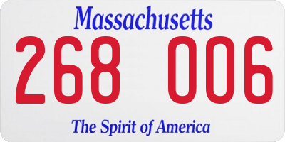 MA license plate 268OO6